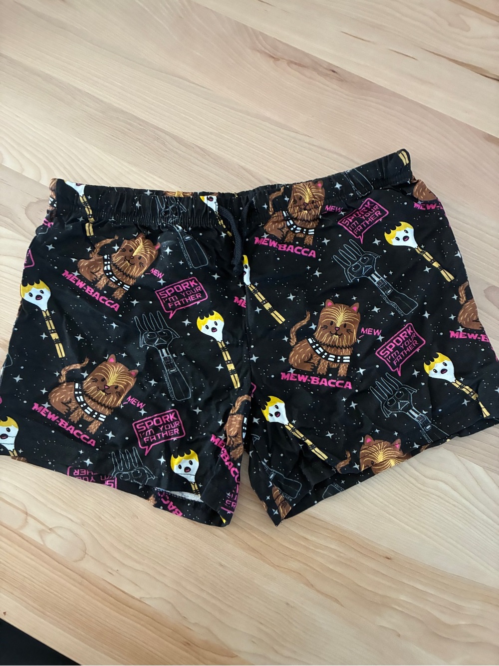 Black 'Mew-Bacca' Graphic Women Shorts